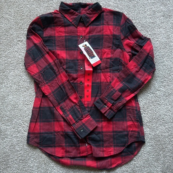 NWT Weatherproof soft lightweight red and black flannel button down shirt - Picture 4 of 4